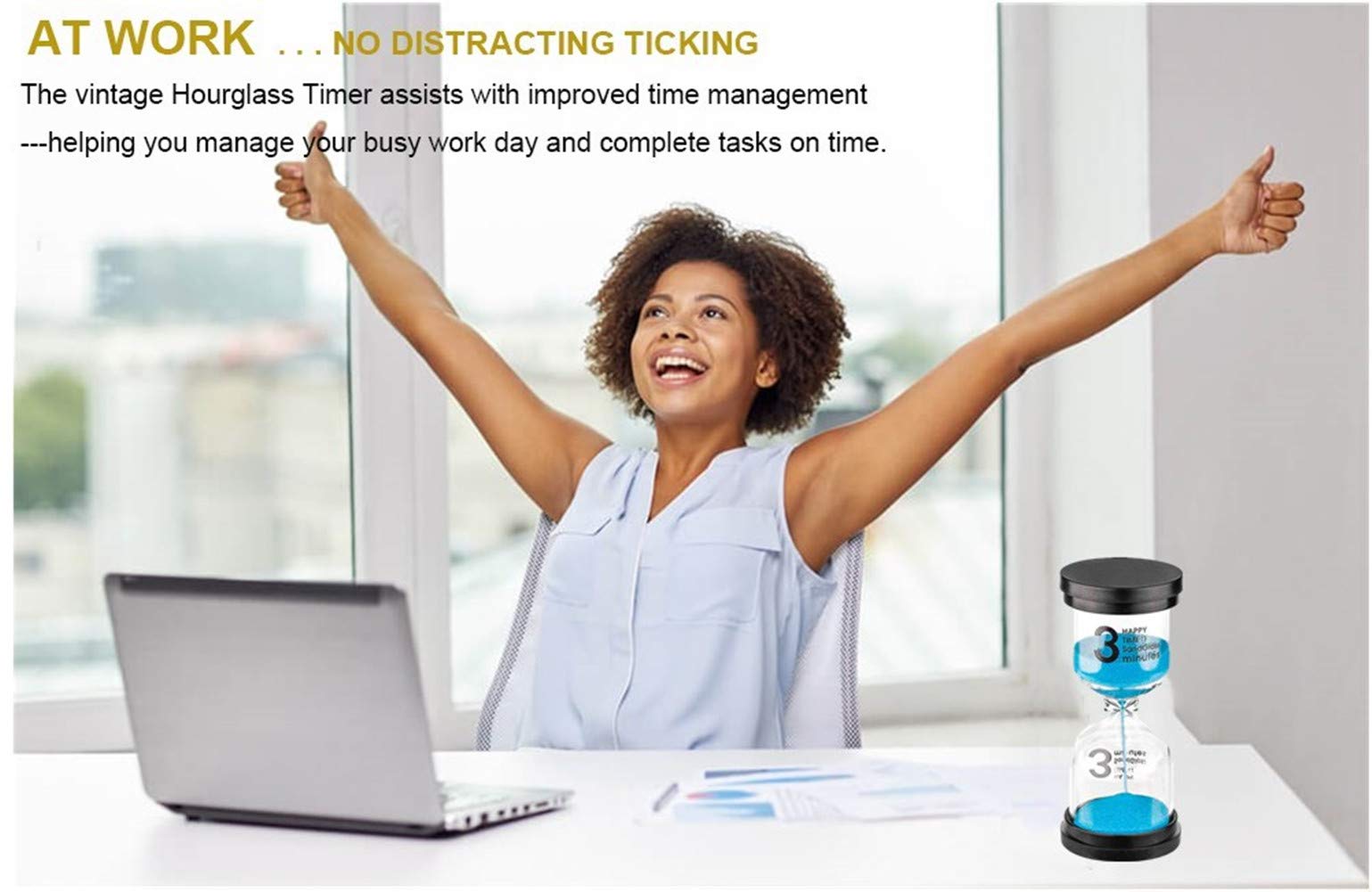 Hourglass Timer 3 Minute Sand Timer: Colorful Sand Clock 3 Minute, Small Blue Sand Watch 3 Min, Plastic Hour Glass Sandglass Tim